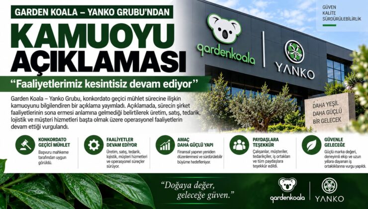 Garden Koala  Yanko Grubu’ndan kamuoyu açıklaması: “Faaliyetlerimiz kesintisiz devam ediyor”